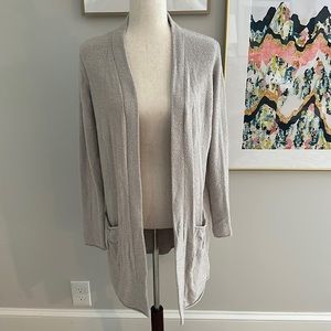 Barefoot Dreams Cozychic Lite Beach Pebble pocket long cardigan sz S
